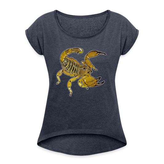 Frauen T-Shirt mit gerollten Ärmeln Scorpio maurus palmatus - Navy meliert
