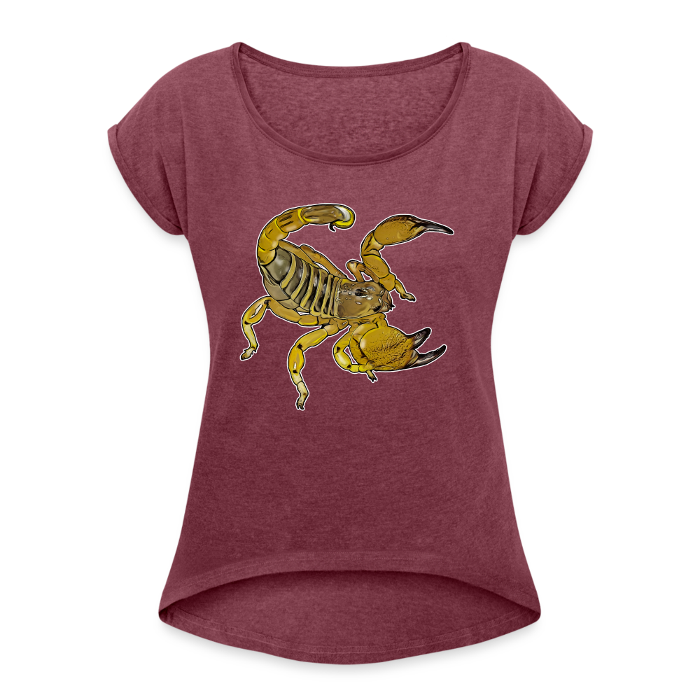 Frauen T-Shirt mit gerollten Ärmeln Scorpio maurus palmatus - Bordeauxrot meliert