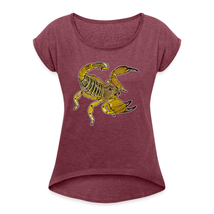 Frauen T-Shirt mit gerollten Ärmeln Scorpio maurus palmatus - Bordeauxrot meliert