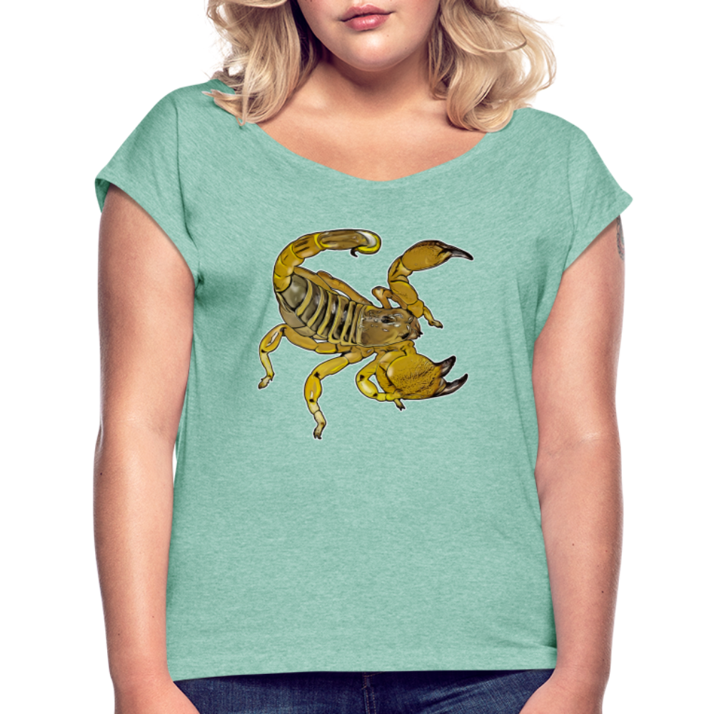 Frauen T-Shirt mit gerollten Ärmeln Scorpio maurus palmatus - Minze meliert