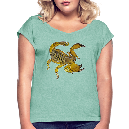 Frauen T-Shirt mit gerollten Ärmeln Scorpio maurus palmatus - Minze meliert