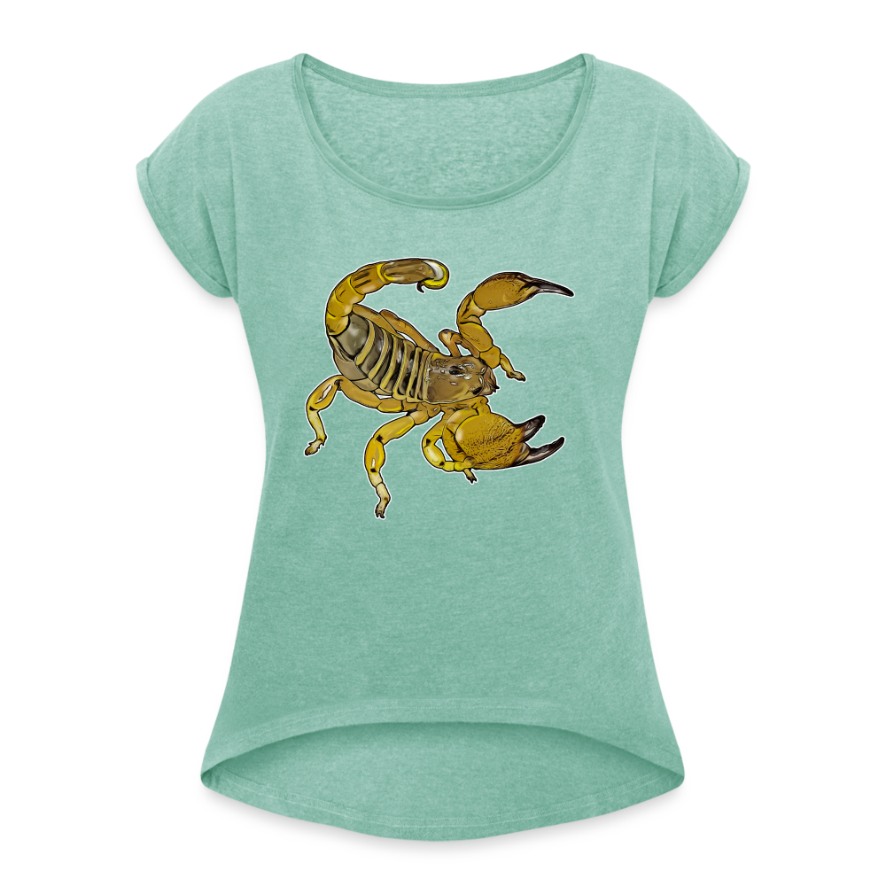 Frauen T-Shirt mit gerollten Ärmeln Scorpio maurus palmatus - Minze meliert