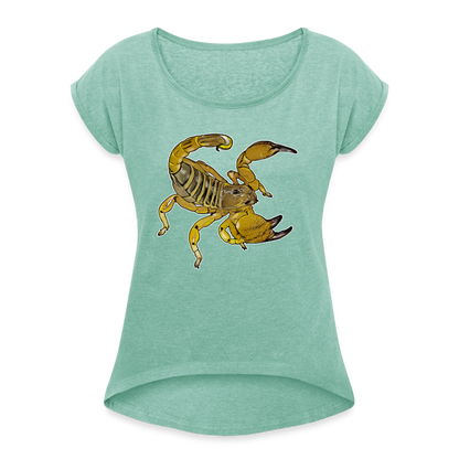 Frauen T-Shirt mit gerollten Ärmeln Scorpio maurus palmatus - Minze meliert