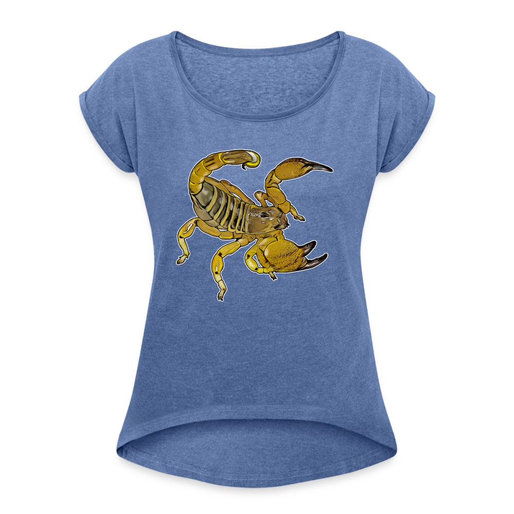 Frauen T-Shirt mit gerollten Ärmeln Scorpio maurus palmatus - Denim meliert