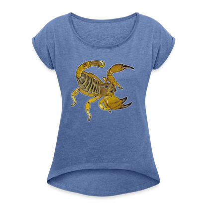 Frauen T-Shirt mit gerollten Ärmeln Scorpio maurus palmatus - Denim meliert