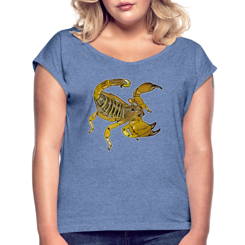 Frauen T-Shirt mit gerollten Ärmeln Scorpio maurus palmatus - Denim meliert