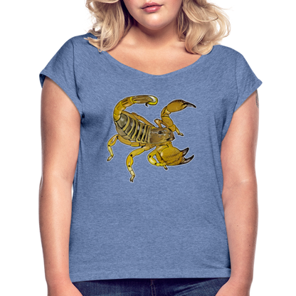 Frauen T-Shirt mit gerollten Ärmeln Scorpio maurus palmatus - Denim meliert