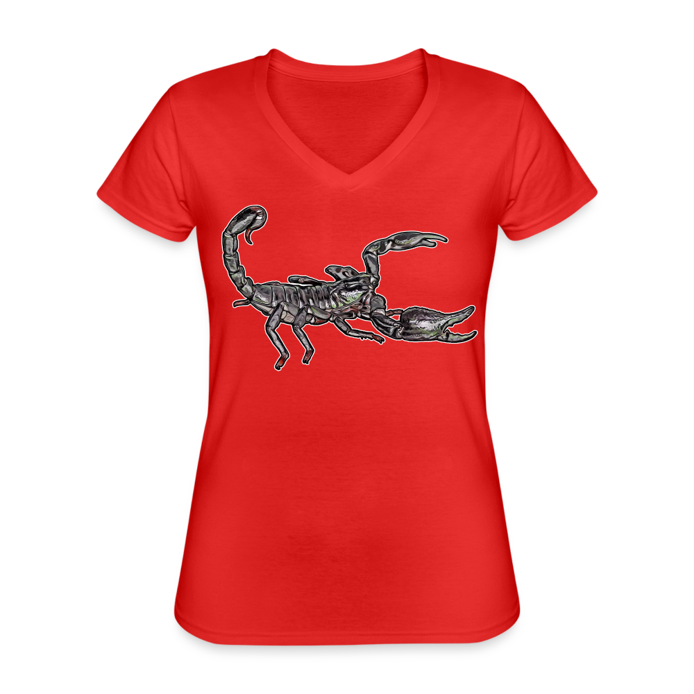 Frauen-T-Shirt mit V-Ausschnitt Heterometrus silenus - Rot