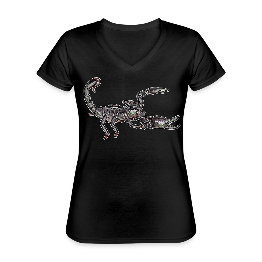 Frauen-T-Shirt mit V-Ausschnitt Heterometrus silenus - Schwarz