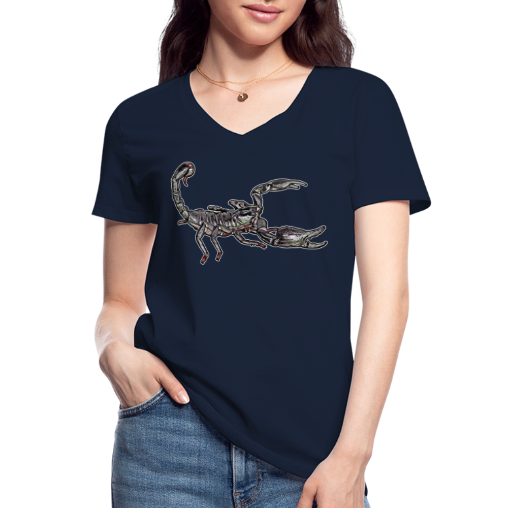 Frauen-T-Shirt mit V-Ausschnitt Heterometrus silenus - Navy