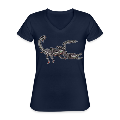 Frauen-T-Shirt mit V-Ausschnitt Heterometrus silenus - Navy