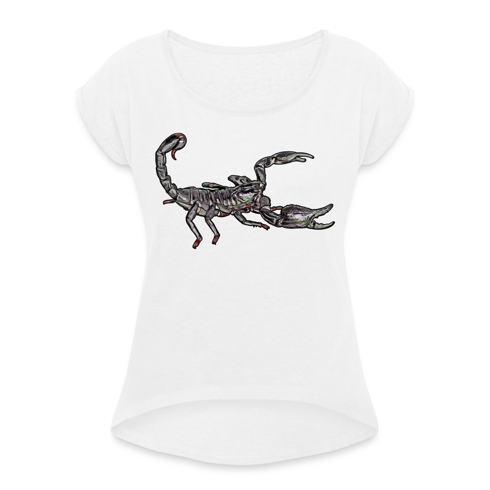 Frauen T-Shirt mit gerollten Ärmeln Heterometrus silenus - weiß