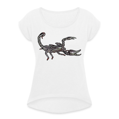 Frauen T-Shirt mit gerollten Ärmeln Heterometrus silenus - weiß