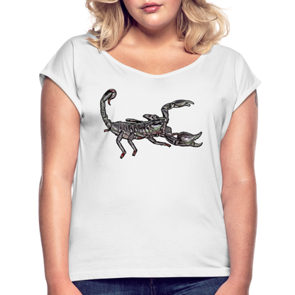 Frauen T-Shirt mit gerollten Ärmeln Heterometrus silenus - weiß