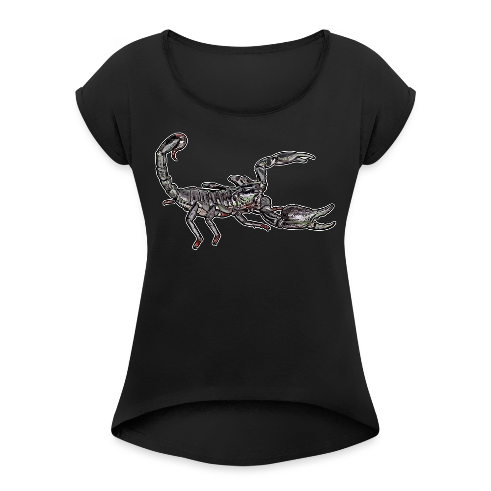 Frauen T-Shirt mit gerollten Ärmeln Heterometrus silenus - Schwarz