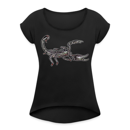 Frauen T-Shirt mit gerollten Ärmeln Heterometrus silenus - Schwarz