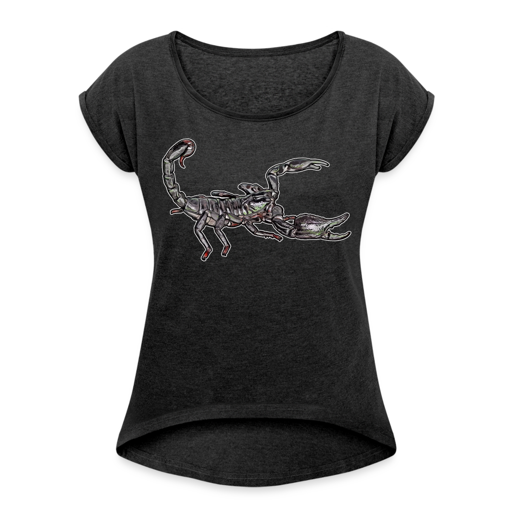 Frauen T-Shirt mit gerollten Ärmeln Heterometrus silenus - Schwarz meliert