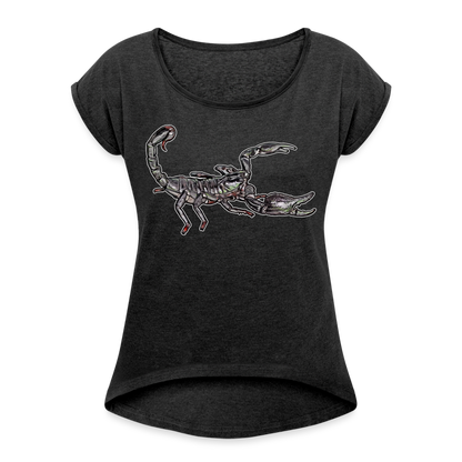 Frauen T-Shirt mit gerollten Ärmeln Heterometrus silenus - Schwarz meliert