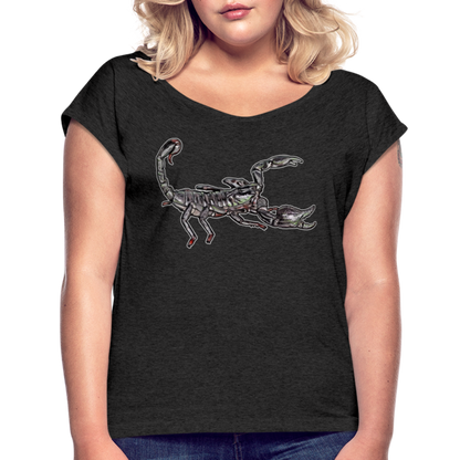 Frauen T-Shirt mit gerollten Ärmeln Heterometrus silenus - Schwarz meliert