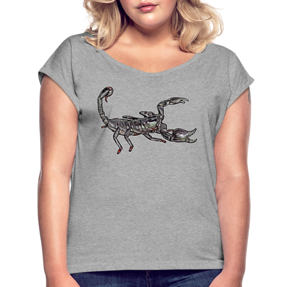 Frauen T-Shirt mit gerollten Ärmeln Heterometrus silenus - Grau meliert