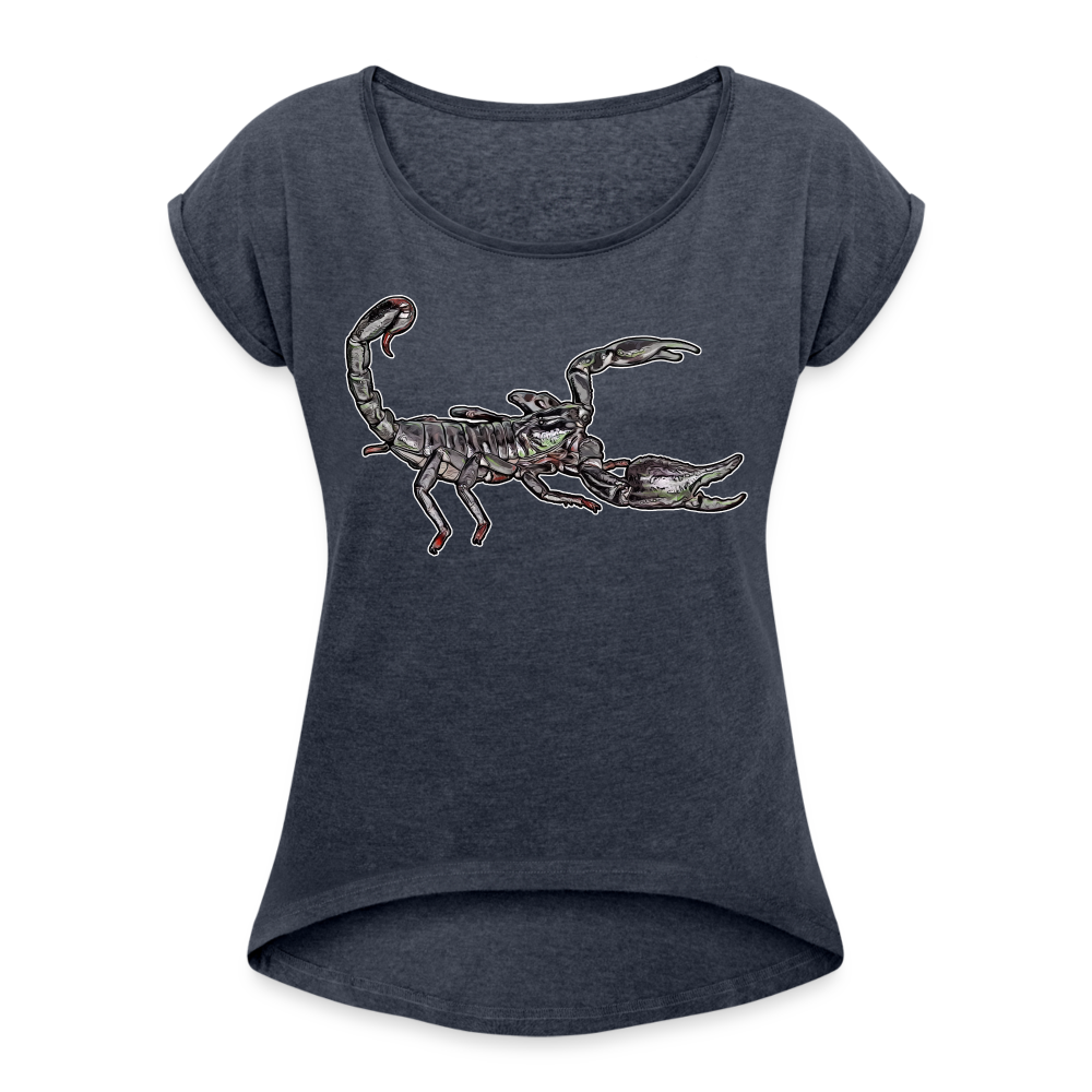 Frauen T-Shirt mit gerollten Ärmeln Heterometrus silenus - Navy meliert