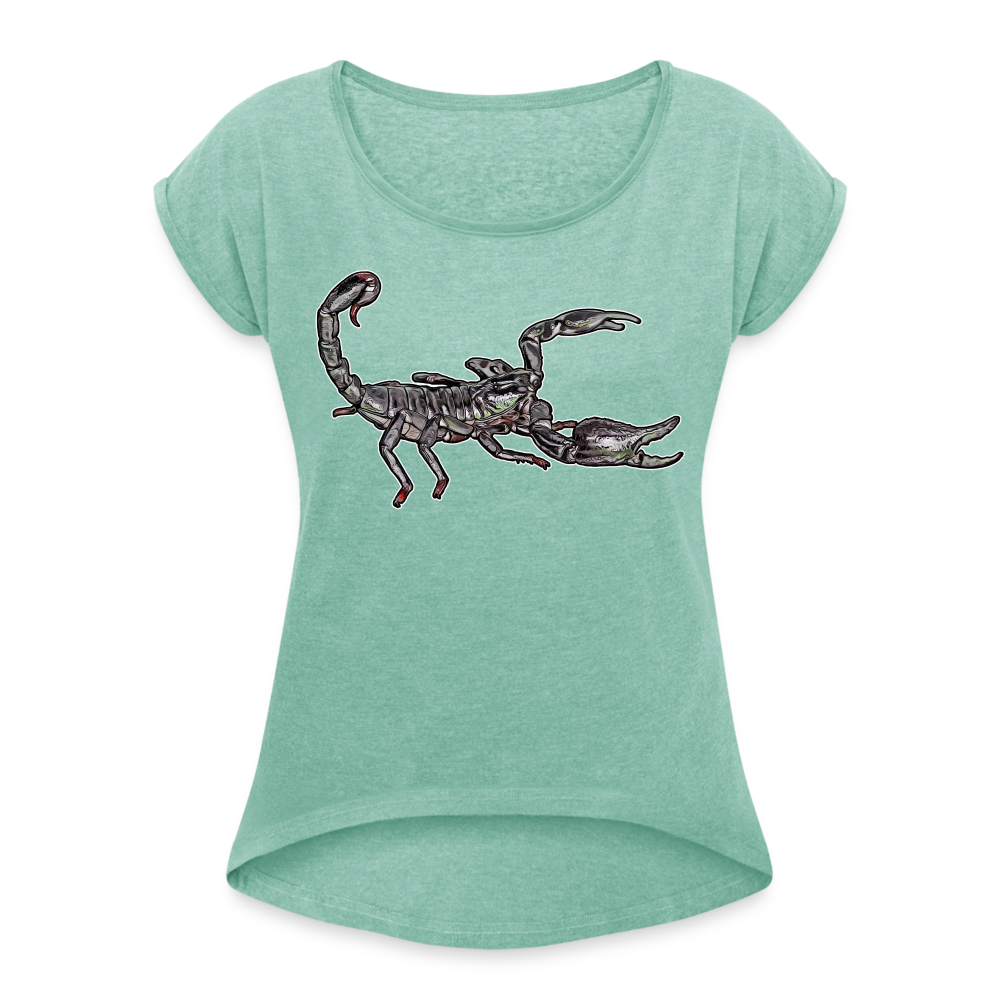Frauen T-Shirt mit gerollten Ärmeln Heterometrus silenus - Minze meliert