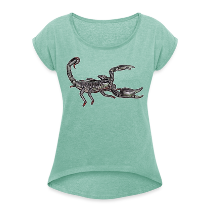Frauen T-Shirt mit gerollten Ärmeln Heterometrus silenus - Minze meliert
