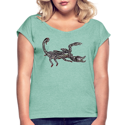Frauen T-Shirt mit gerollten Ärmeln Heterometrus silenus - Minze meliert
