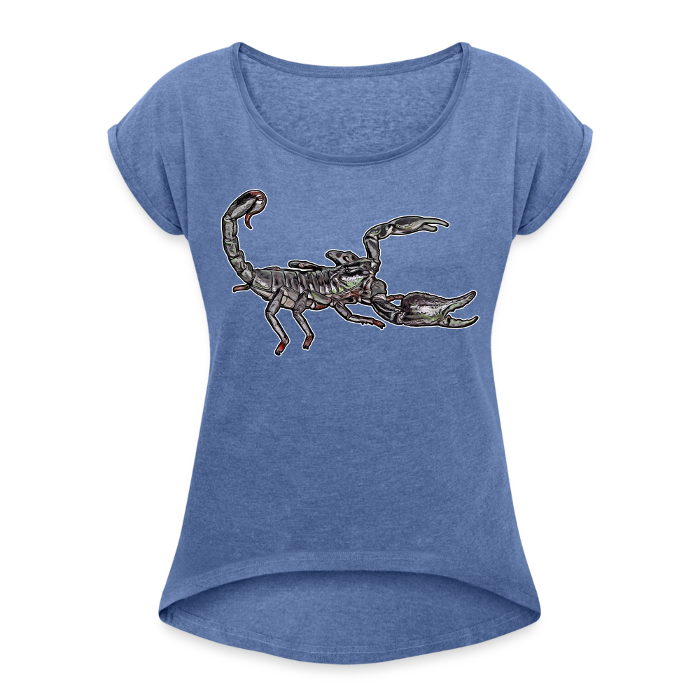 Frauen T-Shirt mit gerollten Ärmeln Heterometrus silenus - Denim meliert