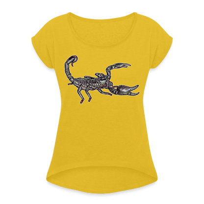Frauen T-Shirt mit gerollten Ärmeln Heterometrus silenus - Senfgelb