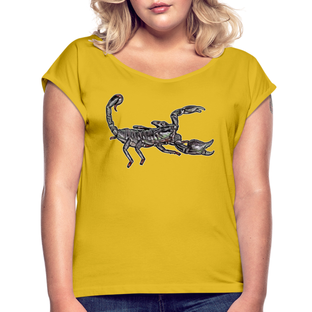 Frauen T-Shirt mit gerollten Ärmeln Heterometrus silenus - Senfgelb