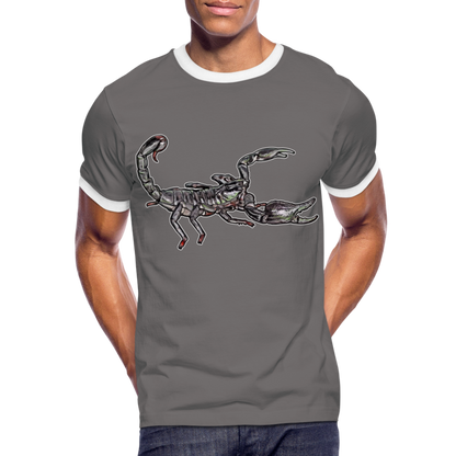Männer Kontrast-T-Shirt Heterometrus silenus - Dunkelgrau/Weiß