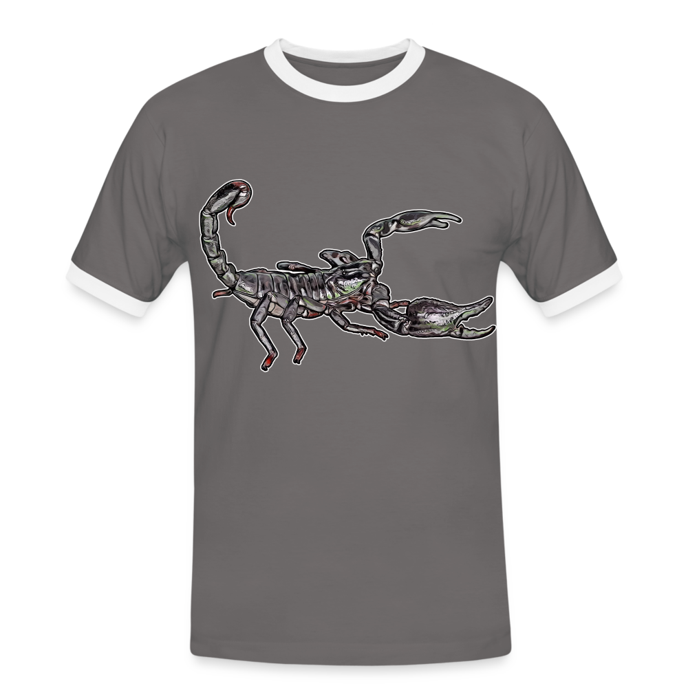 Männer Kontrast-T-Shirt Heterometrus silenus - Dunkelgrau/Weiß
