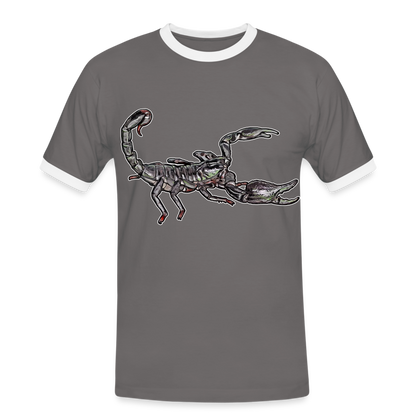 Männer Kontrast-T-Shirt Heterometrus silenus - Dunkelgrau/Weiß