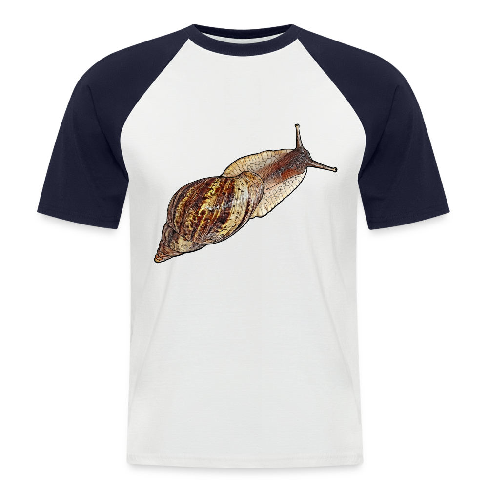Männer Baseball-T-Shirt Achatina reticulata wildfarben - Weiß/Navy