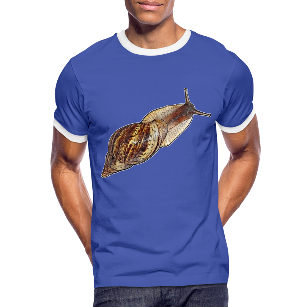 Männer Kontrast-T-Shirt Achatina reticulata wildfarben - Blau/Weiß