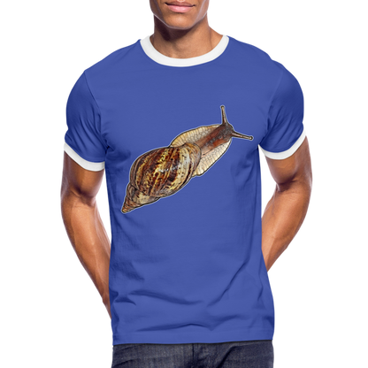 Männer Kontrast-T-Shirt Achatina reticulata wildfarben - Blau/Weiß