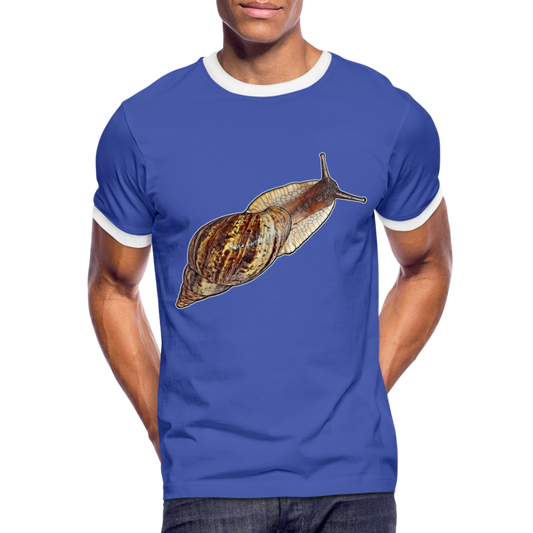 Männer Kontrast-T-Shirt Achatina reticulata wildfarben - Blau/Weiß