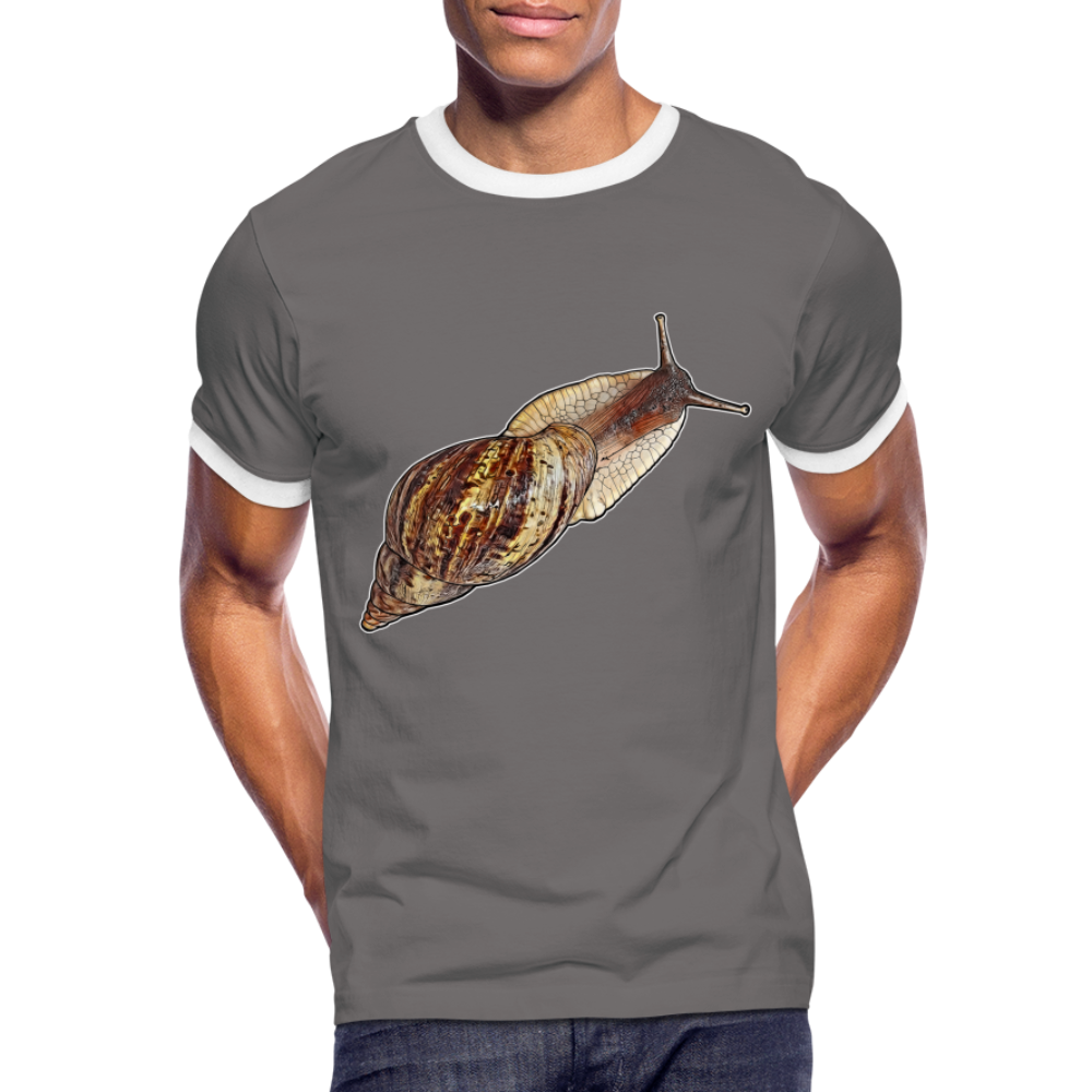 Männer Kontrast-T-Shirt Achatina reticulata wildfarben - Dunkelgrau/Weiß