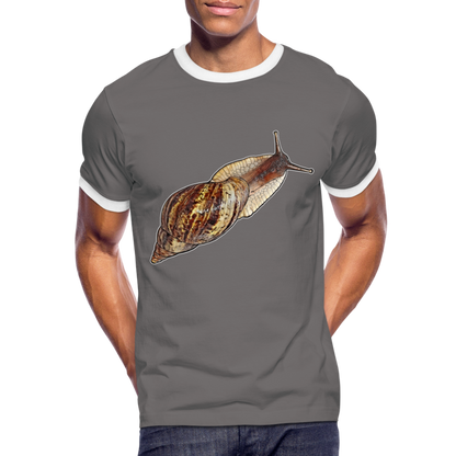 Männer Kontrast-T-Shirt Achatina reticulata wildfarben - Dunkelgrau/Weiß