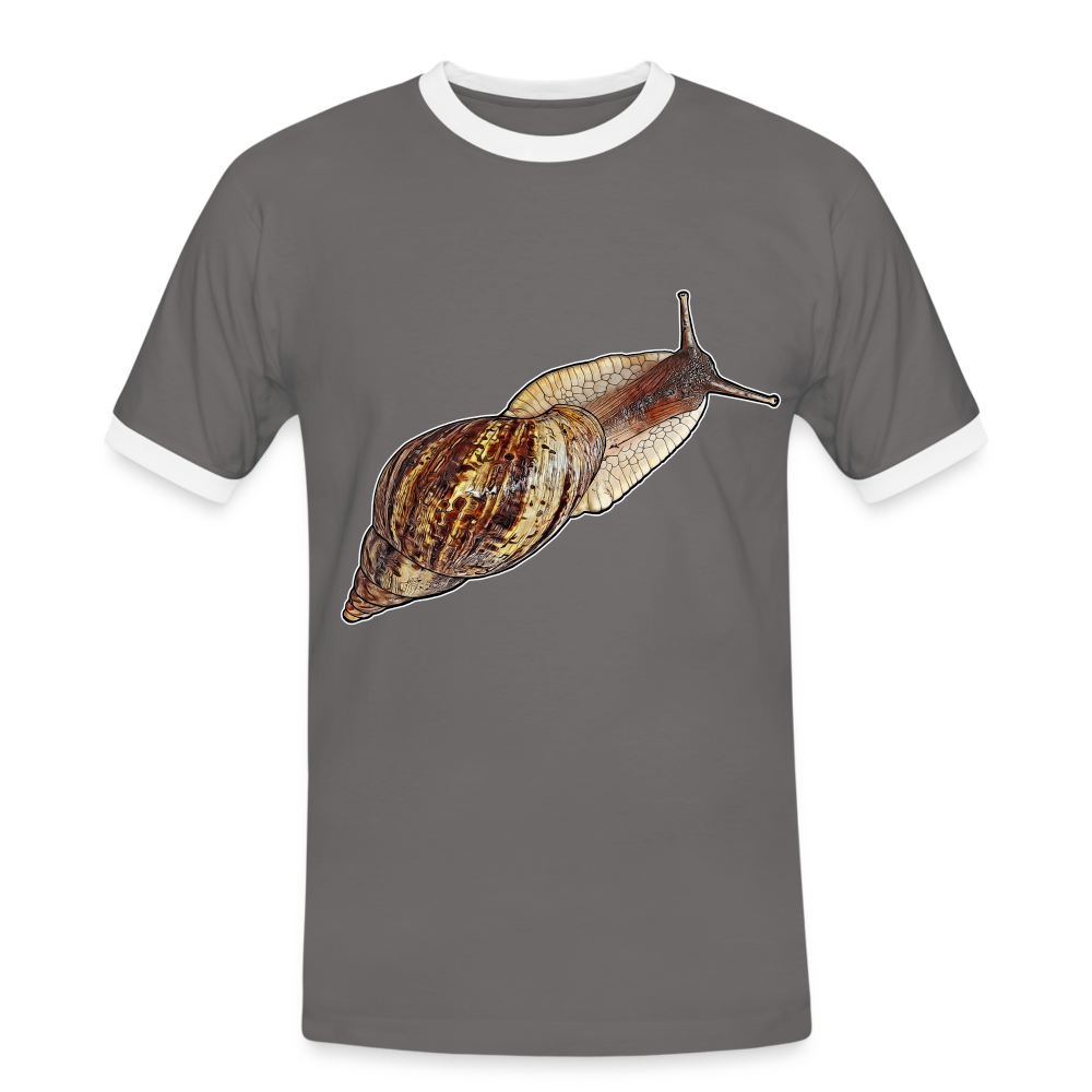 Männer Kontrast-T-Shirt Achatina reticulata wildfarben - Dunkelgrau/Weiß