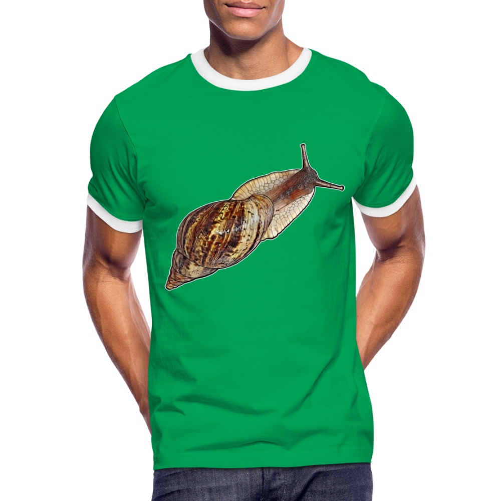 Männer Kontrast-T-Shirt Achatina reticulata wildfarben - Kelly Green/Weiß