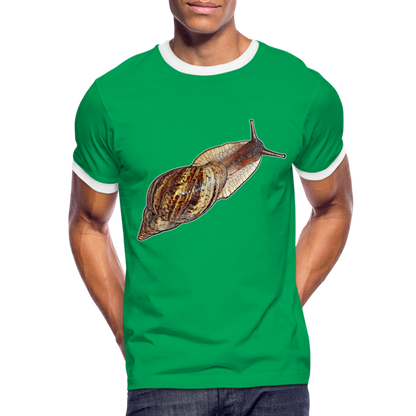 Männer Kontrast-T-Shirt Achatina reticulata wildfarben - Kelly Green/Weiß