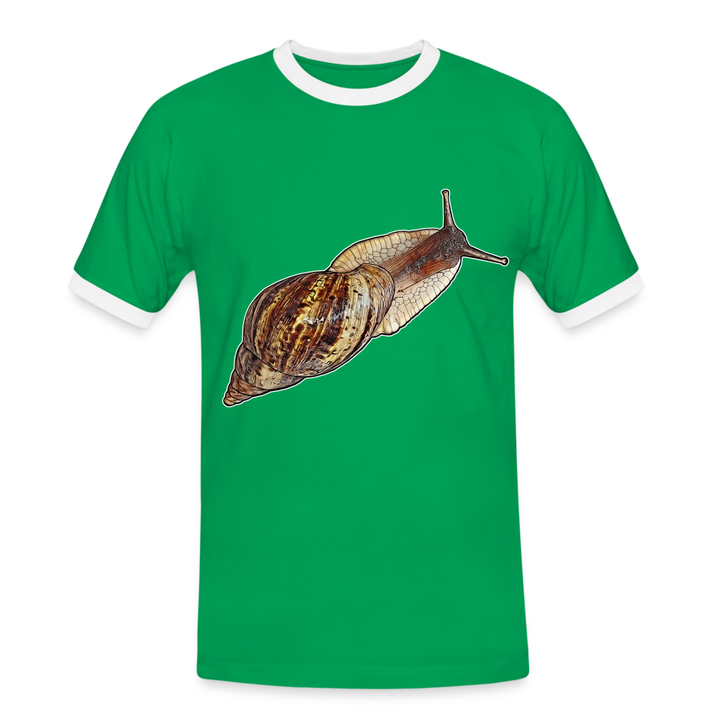 Männer Kontrast-T-Shirt Achatina reticulata wildfarben - Kelly Green/Weiß