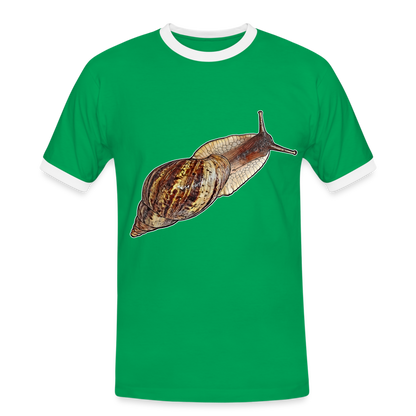 Männer Kontrast-T-Shirt Achatina reticulata wildfarben - Kelly Green/Weiß