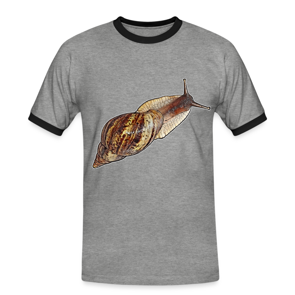 Männer Kontrast-T-Shirt Achatina reticulata wildfarben - Grau meliert/Schwarz