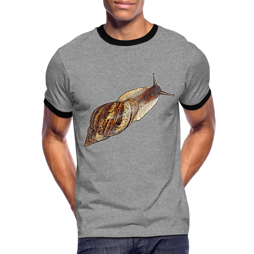 Männer Kontrast-T-Shirt Achatina reticulata wildfarben - Grau meliert/Schwarz