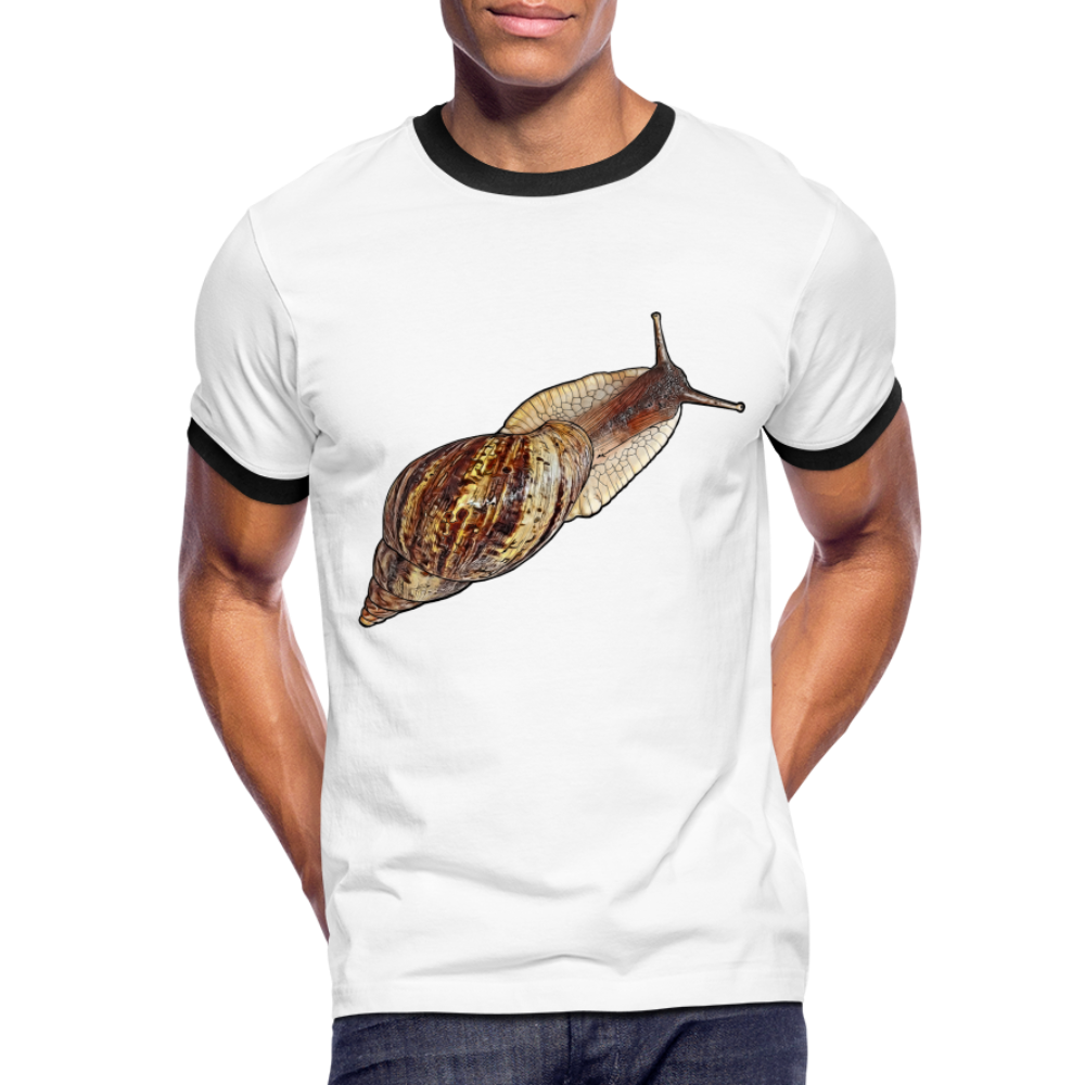 Männer Kontrast-T-Shirt Achatina reticulata wildfarben - Weiß/Schwarz