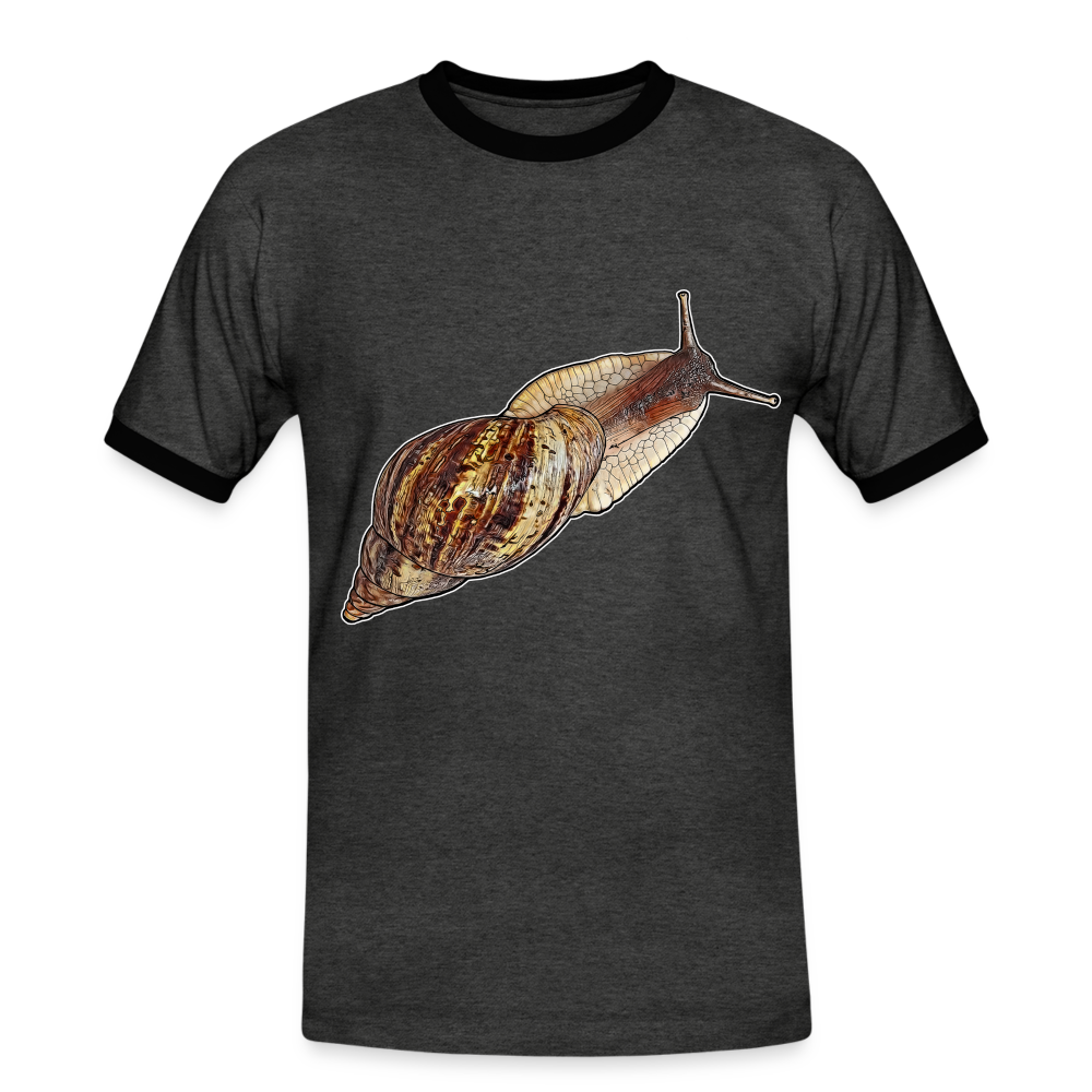 Männer Kontrast-T-Shirt Achatina reticulata wildfarben - Anthrazit/Schwarz