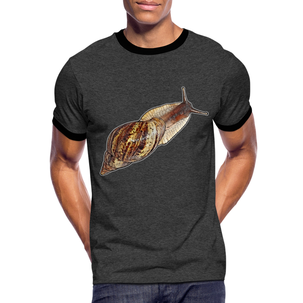 Männer Kontrast-T-Shirt Achatina reticulata wildfarben - Anthrazit/Schwarz